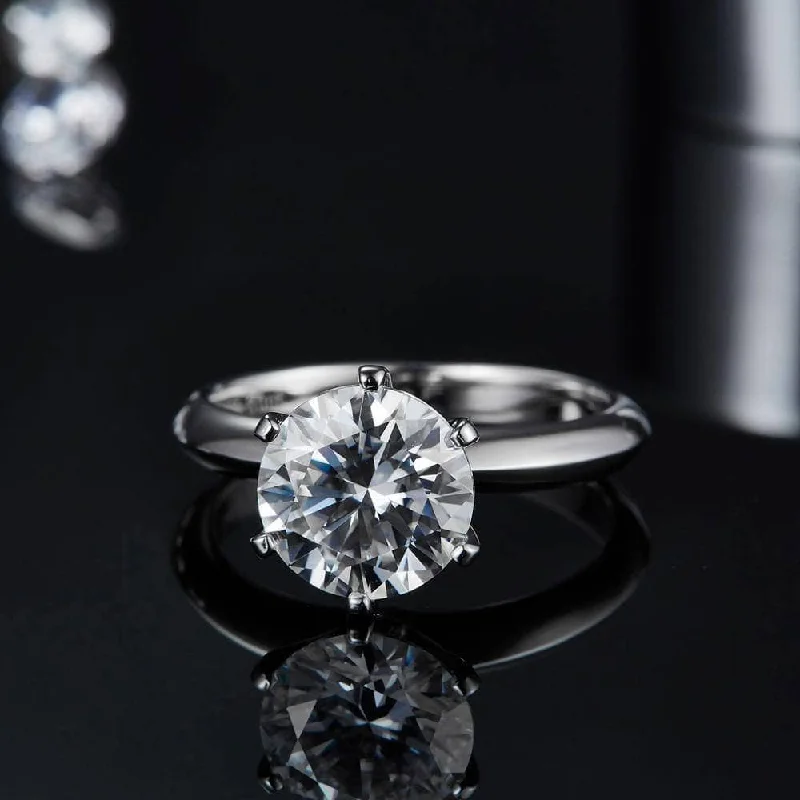 high-end engagement rings for women-3.0ct Round Diamond Solitaire Engagement Ring