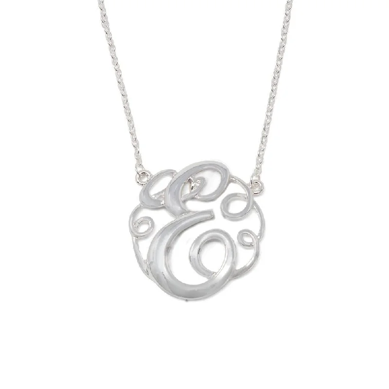 bridal necklaces for women-Monogram Initial Necklace E Silver Tone