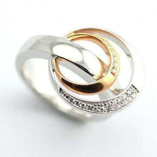 simple wedding rings for women-14ct Designer White and Rose Gold Ring