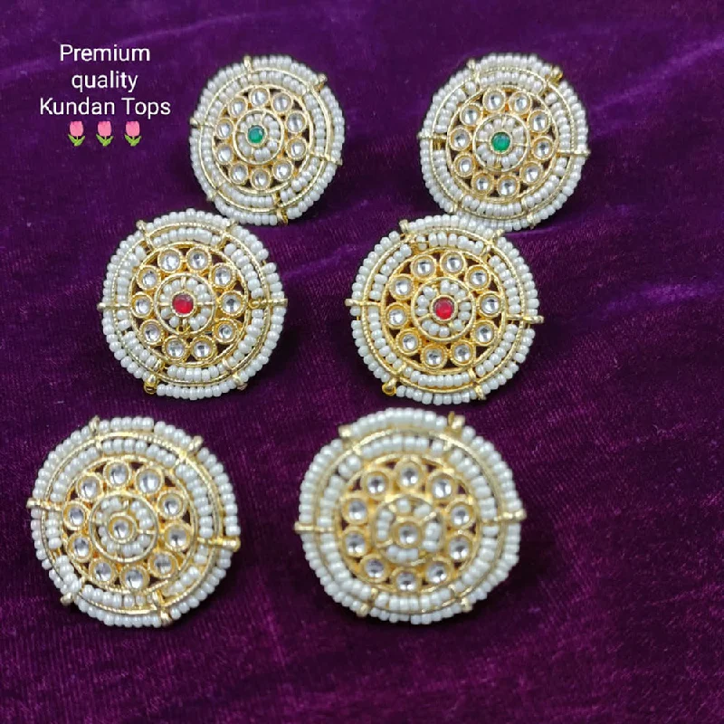 bohemian earrings for women-Manisha Jewellery Gold Plated Kundan Stud Earrings