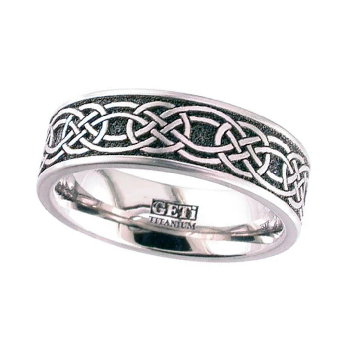 wedding rings for women-Celtic Titanium Ring - 2226-CLK1