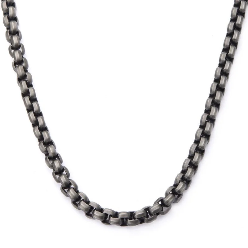 handmade necklaces for women-Stainless Steel HB Ion Plated Gun Metal Bold Box Chain Necklace