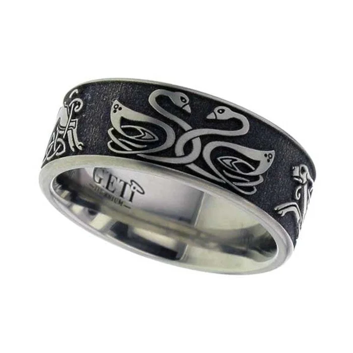 gold rings for women-Celtic Titanium Ring - 2226-CDS