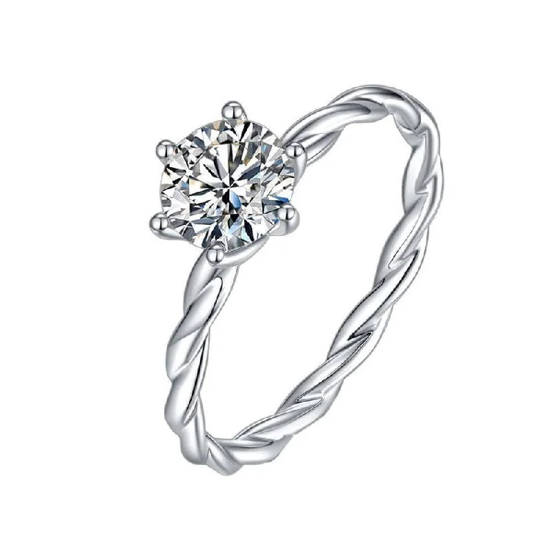 luxury engagement rings for women-6 Prong Twist Band Diamond Ring