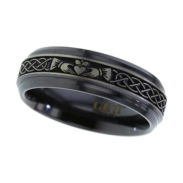 promise rings for women-Zirconium Celtic Claddagh Ring - Z130RB-CLADDAGH