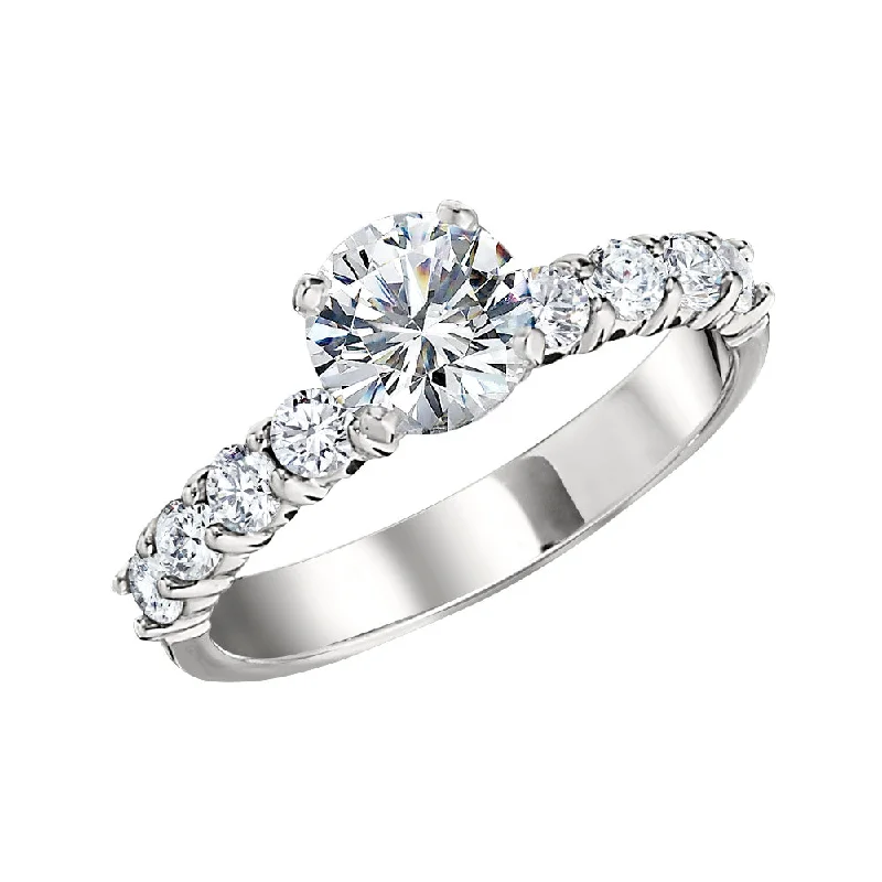 luxury platinum engagement rings for women-Simple Diamond Band Engagement Ring Setting