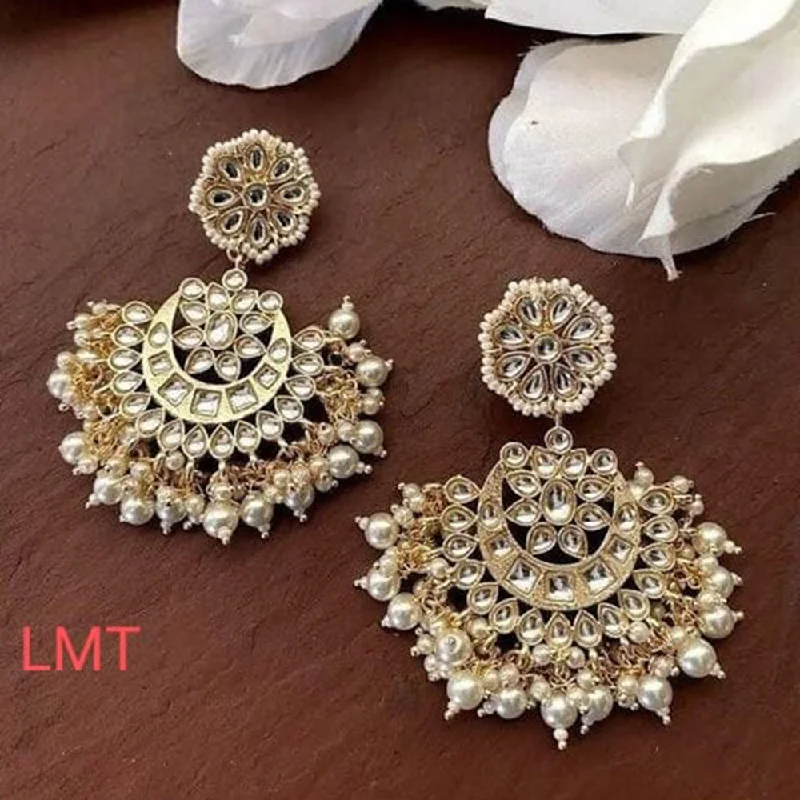 drop earrings for women-Lucentarts Jewellery Gold Plated Kundan Stone Dangler Earrings