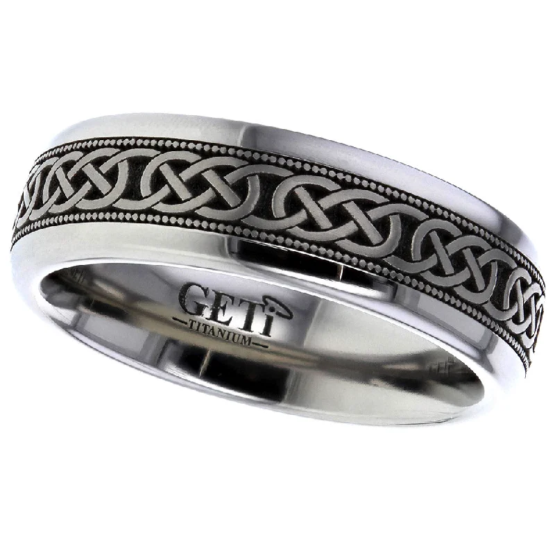 statement wedding rings for women-Celtic Titanium Ring - T036D-CKM