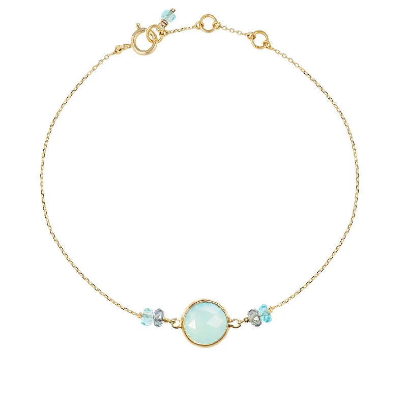 colorful bracelets for women-Precious Chain Bracelet Green Calcedony - 18k Gold