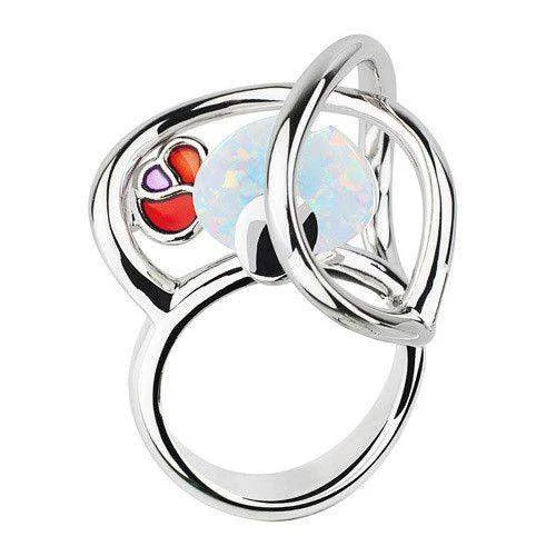 wedding sets for women-Silver & Enamel Designer Ring - Matriu