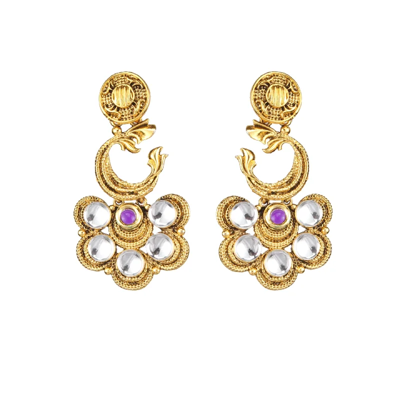 gemstone earrings for women-Amina Creation Gold Plated Dangler Earrings