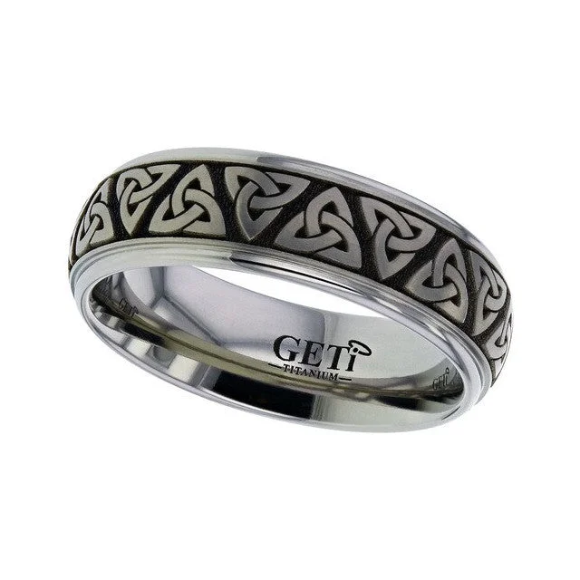 statement rings for women-Titanium Celtic Trinity Knot Ring - 2205 TRIN