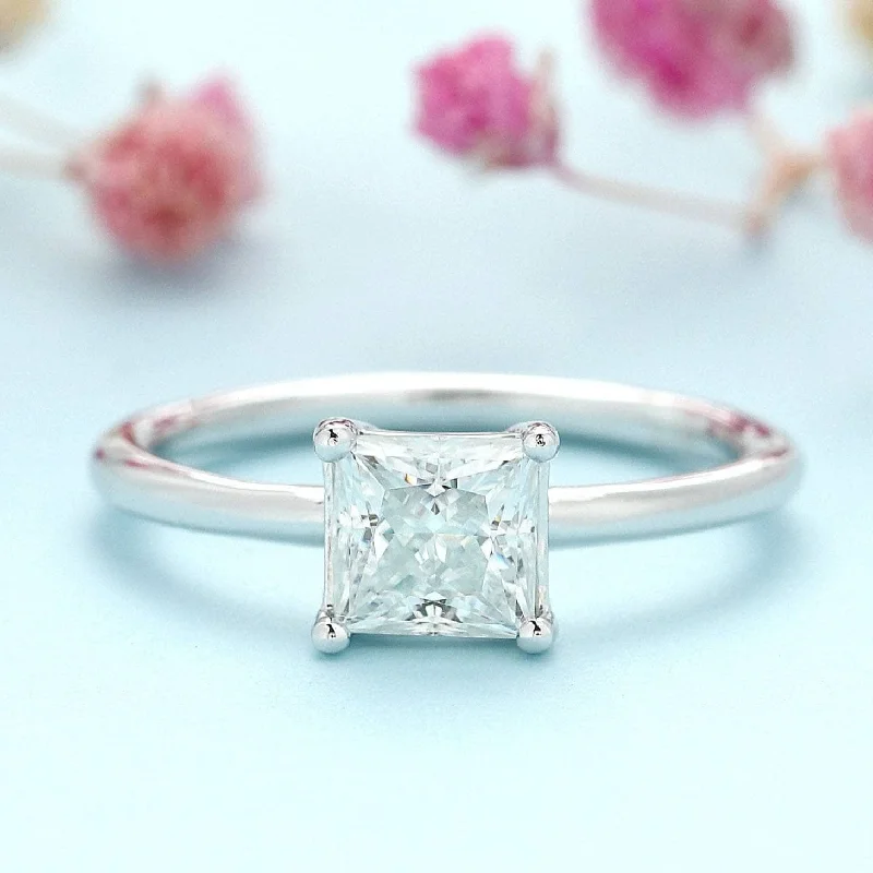 custom-made engagement rings for women-1.0 Ct Princess Cut Diamond Solitaire Engagement Ring