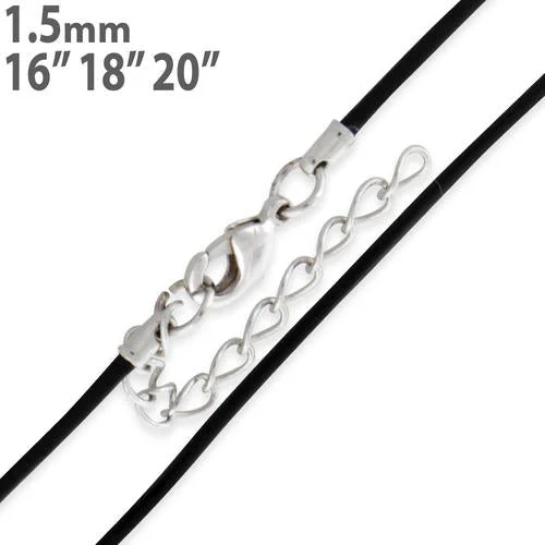 elegant crystal necklaces for women-1.5mm Black Leather Cord w/ Adjustable Clasp