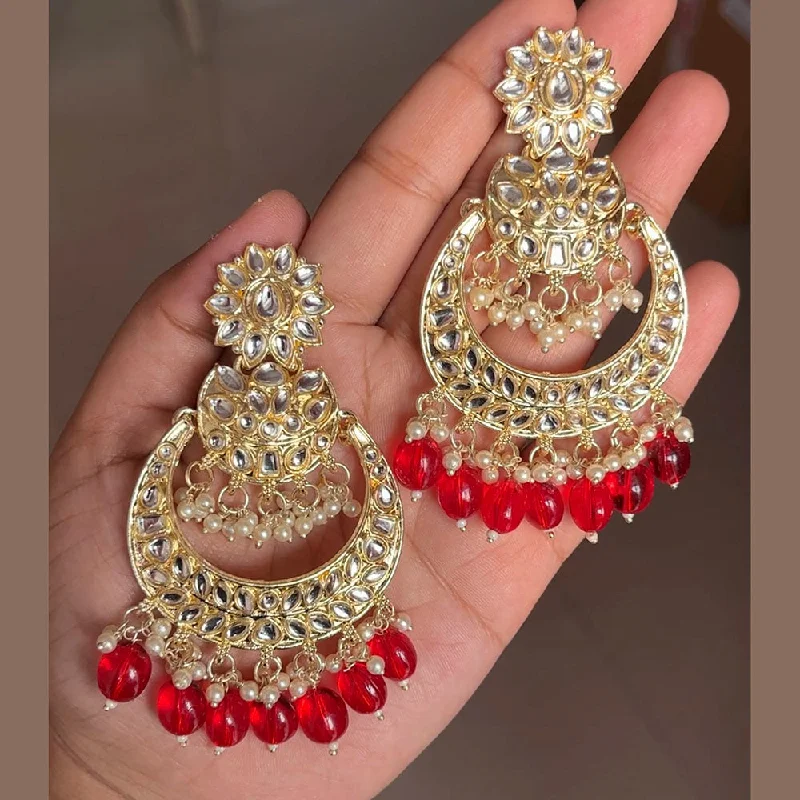 sparkling earrings for women-Shringarstreet Gold Plated Kundan Stone Dangler Earrings