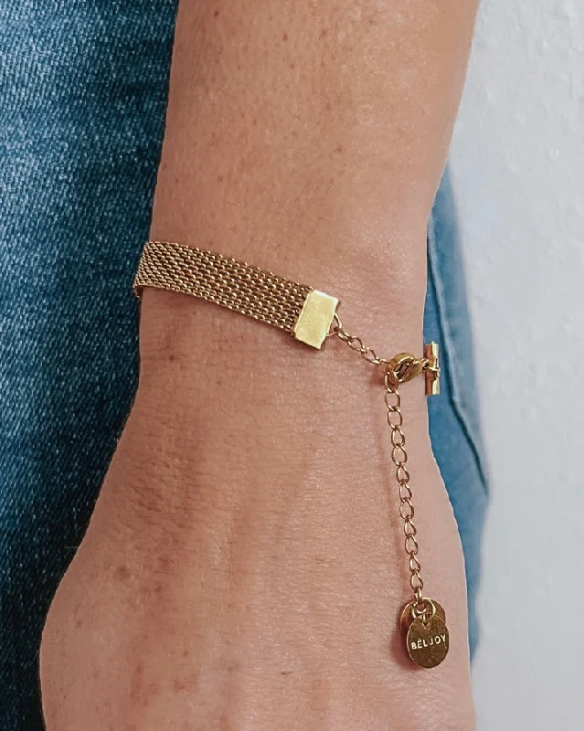 simple gemstone bracelets for women-Bender Gold Mesh Chain Bracelet