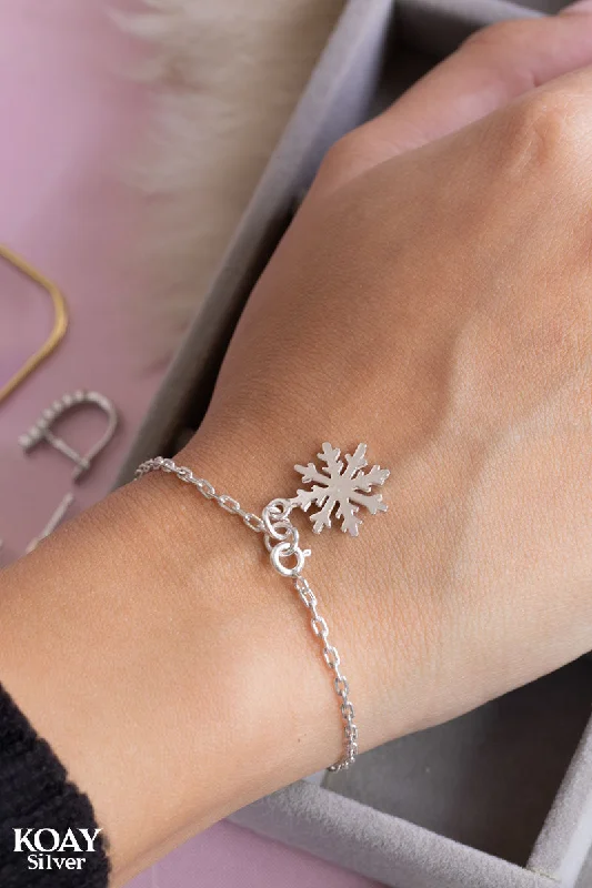 stackable bracelets for women-Silver Snowflake Bracelet 01