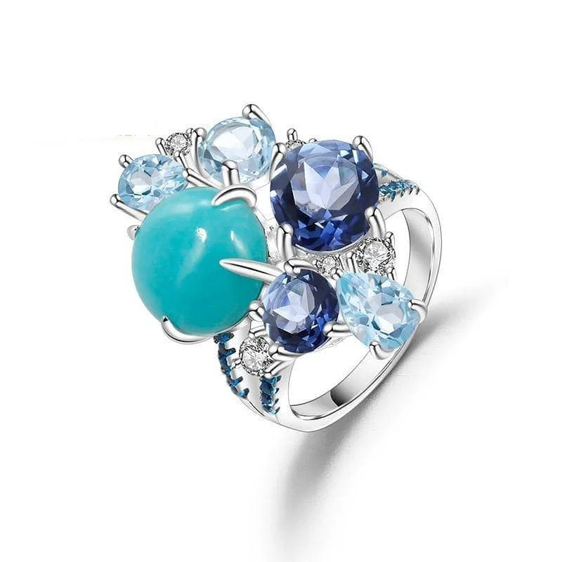 stackable engagement rings for women-Natural Mix Gemstone Candy Ring