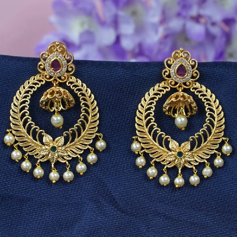 contemporary earrings for women-Diksha Collection Gold Plated Pota Stone Dangler Earrings