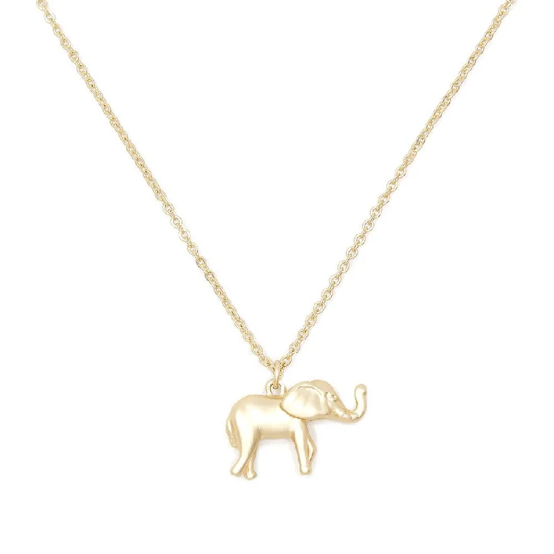 fashion gemstone necklaces for women-18 Inch Elephant Pendant Necklace Gold Tone