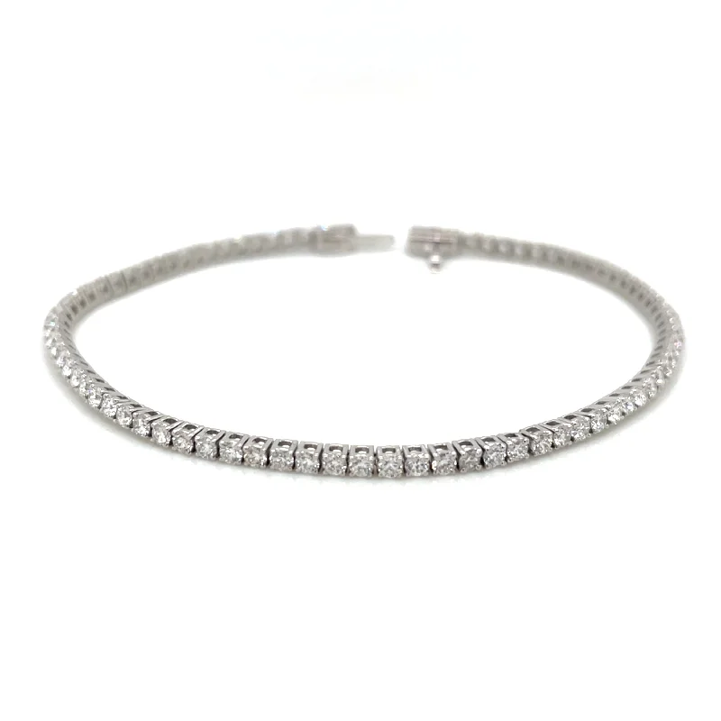 custom engraved bangles for women-14ct White Gold 2.03ct Laboratory Grown Diamond Tennis Bracelet