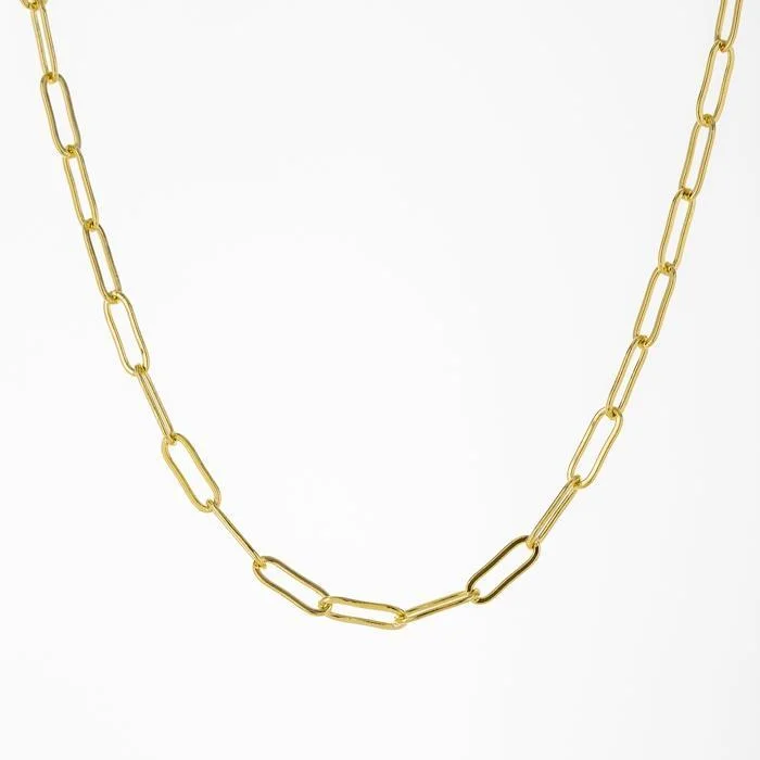 minimalist gold necklaces for women-18K Gold Plated Brass Paperclip Necklace