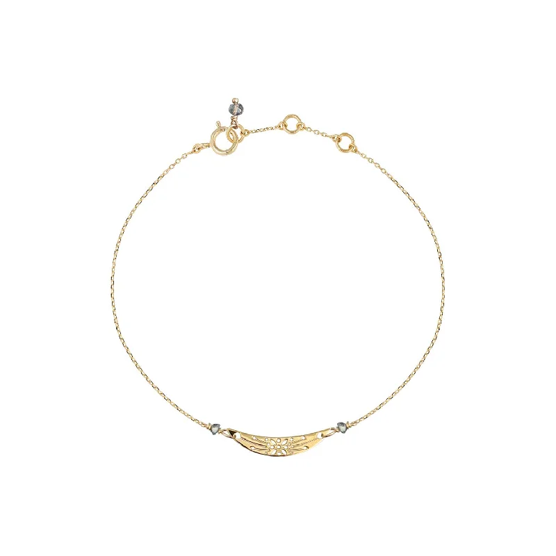 thick bangles for women-Long Moon Bracelet - 18k Gold