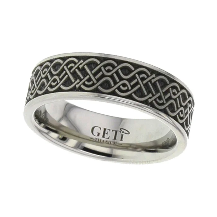 vintage rings for women-Celtic Titanium Ring - 2226-CLK3