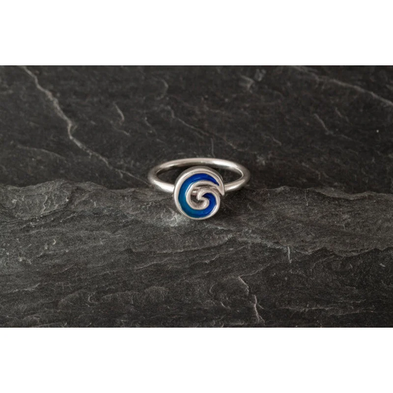 fine jewelry rings for women-Seascape Mini Wave Ring with Enamel - SSR222