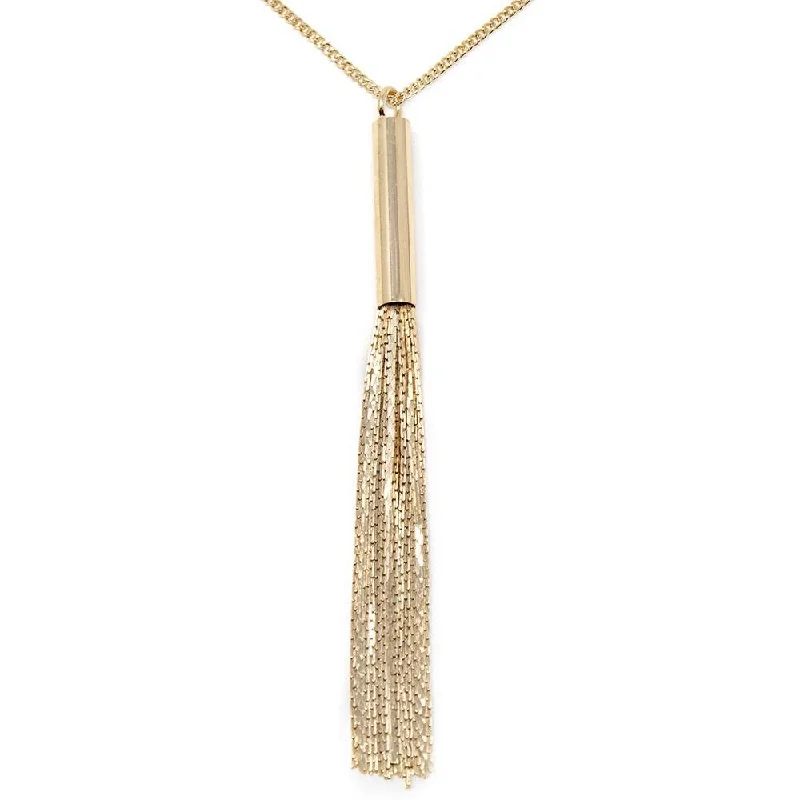 chic necklaces for women-Long Necklace With Chain Tassel Gold Tone