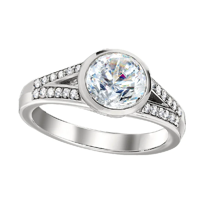 timeless engagement rings for women-Modern Bezel Diamond Band Engagement Rings