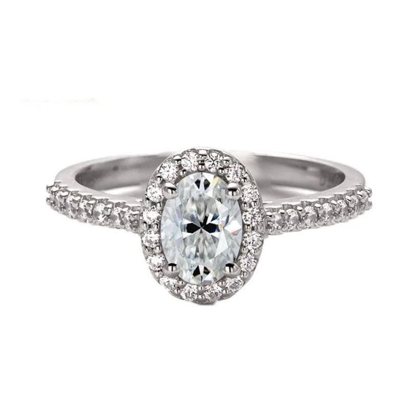 gold diamond engagement rings for women-1ct 5*7mm Classic Oval Halo Diamond Engagement Ring