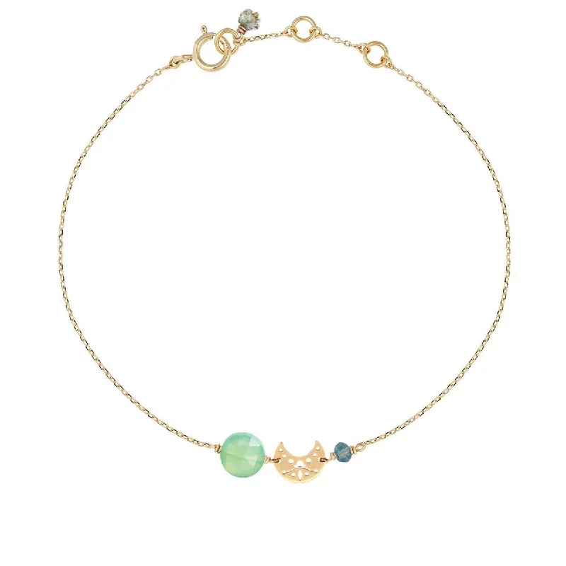 stylish bangles for women-Pastille Moon Bracelet Chrysoprase - 18k Gold