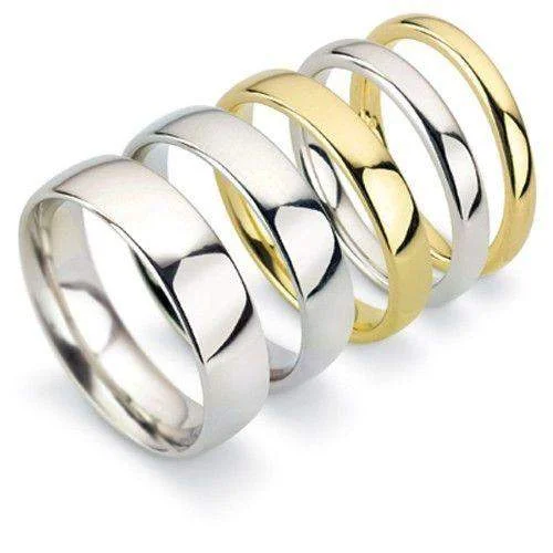 large statement rings for women-Mens Medium Court Shape Wedding Ring - Gold Platinum Palladium - 4-6mm