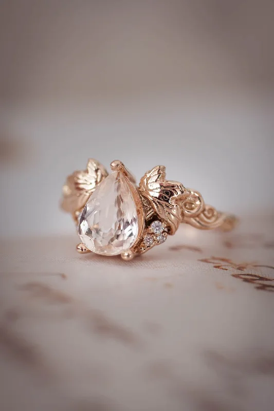 classic engagement rings for women-Morganite and diamonds engagement ring / Vineyard