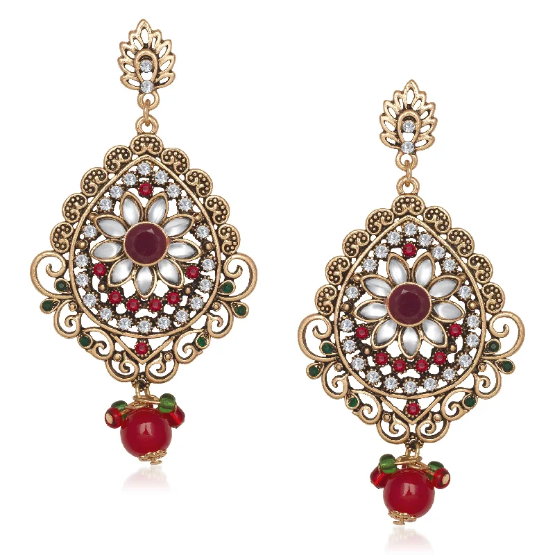 trendy diamond earrings for women-Amina Creation Gold Plated Dangler Earrings