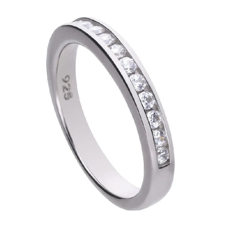 sterling silver engagement rings for women-Channel Ring - R3643