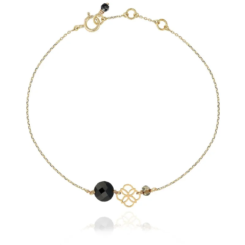 wedding bangles for women-Daisy Pastille Gold Bracelet Black Onyx - 18k Gold