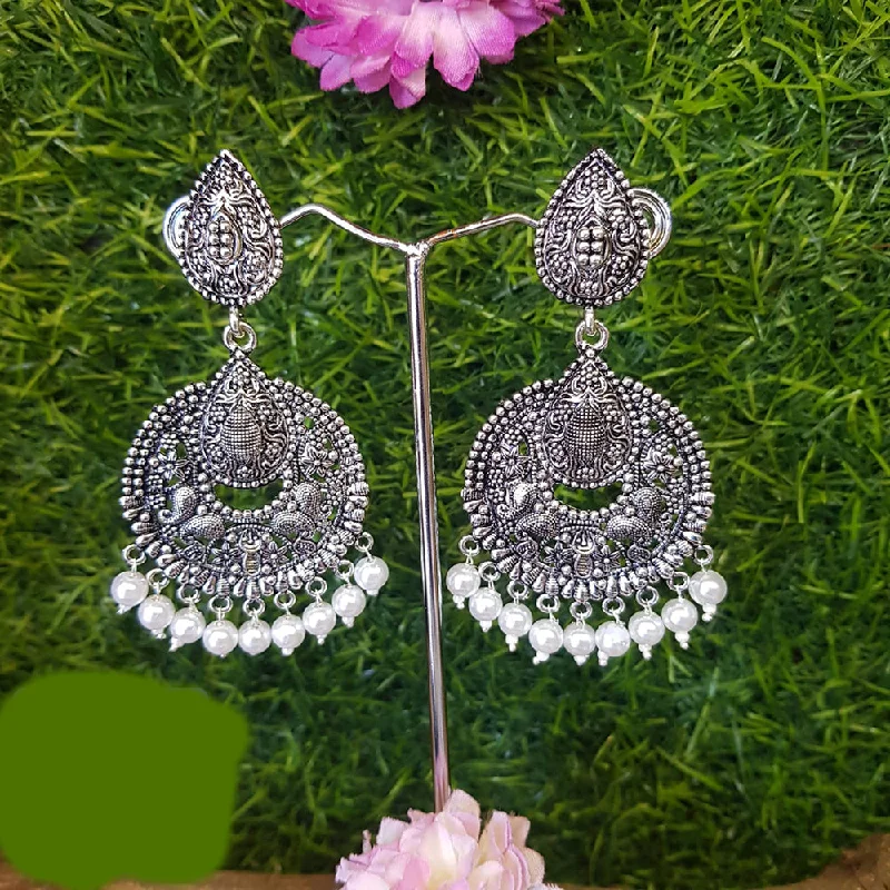 geometric drop earrings for women-Shreeji Oxidized Plated Dangler Earrings - 10101011SL