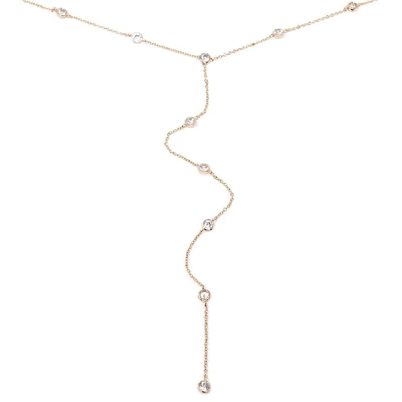 dainty necklaces for women-Six Round CZ Drop Necklace Rose Gold Plated