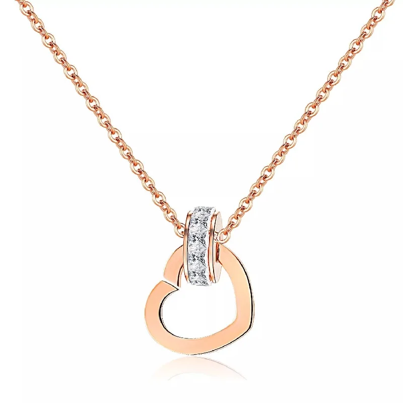 beach-inspired necklaces for women-Stainless Steel Forever Together Necklace Rose Gold Plated