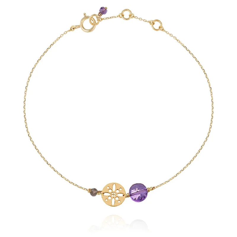 chic bangles for women-Pastille Sun Bracelet Amethyst -18k Gold