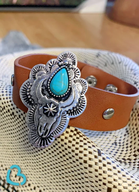 classic bangles for women-The Madera Bull Skull Snap Bracelet