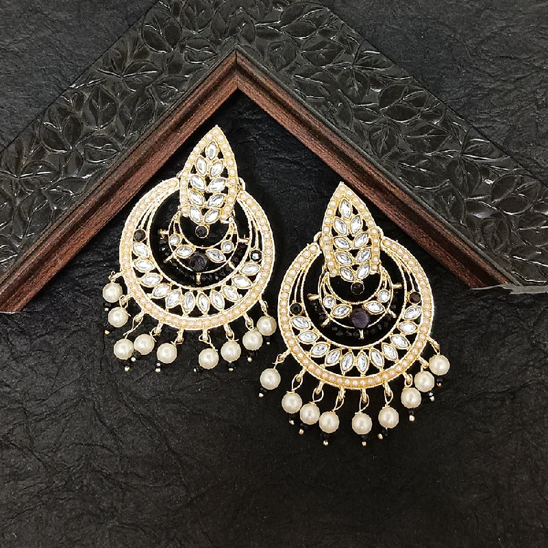 unique hoop earrings for women-Bhavi Jewels Gold Plated Kundan Stone Dangler Earrings