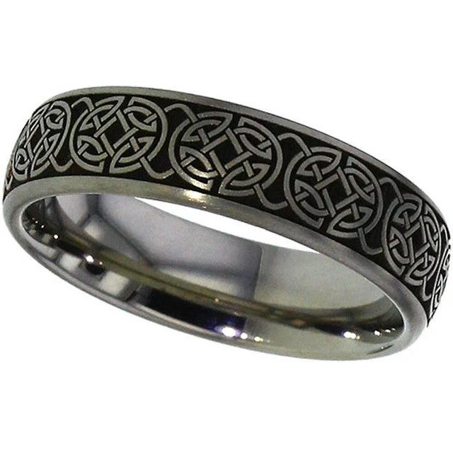 custom engagement rings for women-Titanium Celtic Knotwork Ring - 2204-CLK6