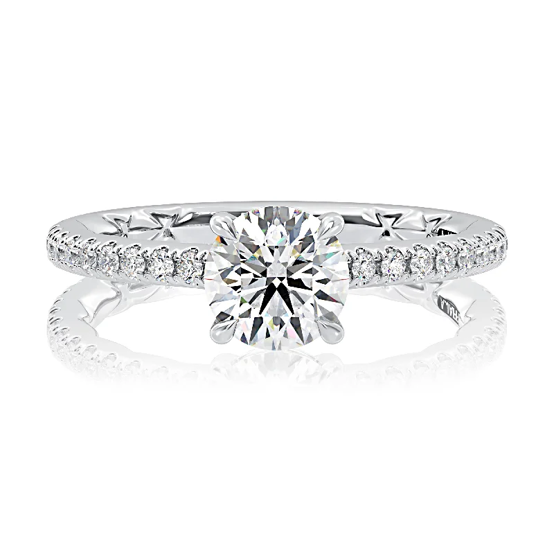 luxury engagement rings for women-A.Jaffe Engagement Rings Solitaire Bezel Round Cut Diamond Engagement Ring MECRD2907Q/132