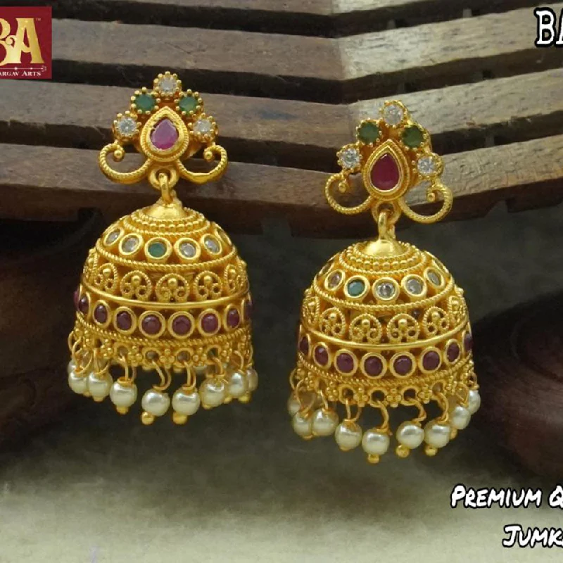 small hoop earrings for women-Bhargav Arts Gold Plated Jhumki Earrings