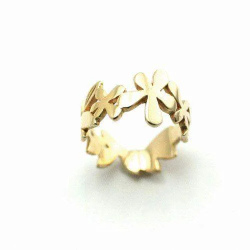 unique rings for women-Nurit Levak Gold Plated Sterling Silver Leaf Ring -R-9