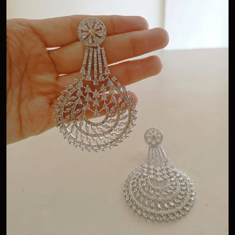 bohemian earrings for women-Manisha Jewellery Silver Plated AD Stone Dangler Earrings