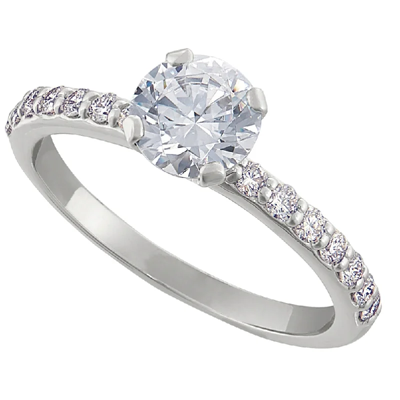 designer engagement rings for women-Simple Diamond Engagement Ring .02CT Diamonds